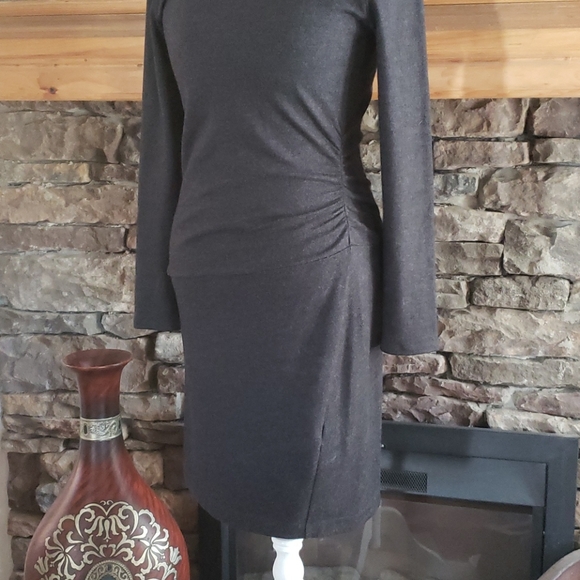 THEORY WOOL CHARCOAL DRESS SZ 6 - Picture 3 of 9
